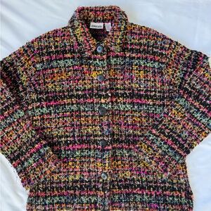 Vintage 90s Chico's Vibrant Multicolor Tweed Jacket